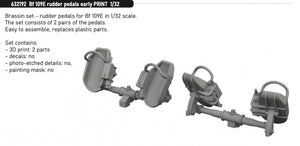 Eduard 632192 Bf 109E rudder pedals early PRINT 1/32 – obrázek 2