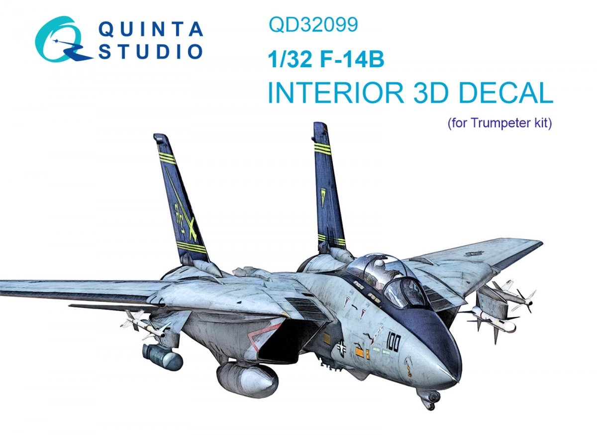 Quinta Studio QD32099 F-14B 3D-Printed &amp;amp; colored Interior on decal paper (Trumpeter) 1/32