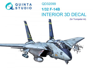 Quinta Studio QD32099 F-14B 3D-Printed &amp;amp; colored Interior on decal paper (Trumpeter) 1/32