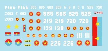 Star Decals 72-A1055 Vietnam # 5. NVA North Vietnamese Tanks and AFVs markings. 1/72 – obrázek 3