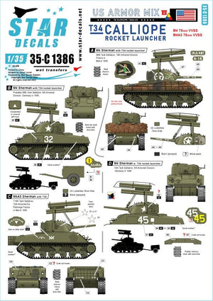Star Decals 35-C1386 US Armored Mix #8. T34 Calliope Rocket launcher 1/35