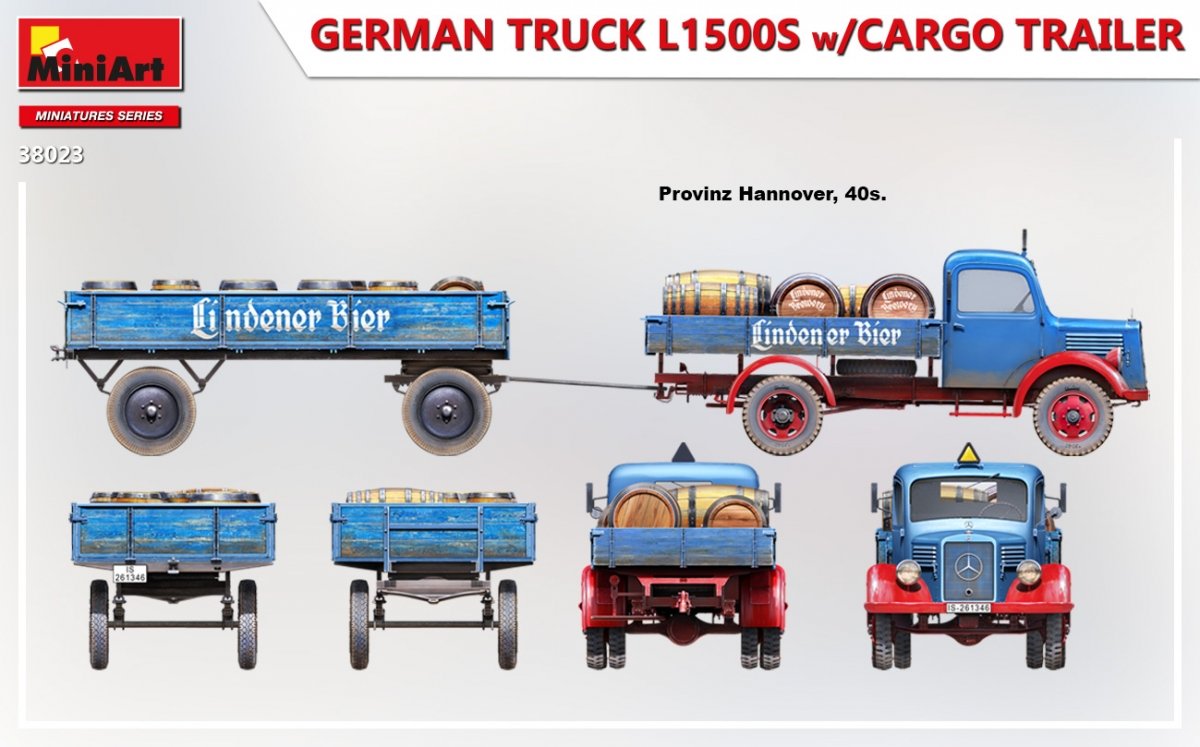 MiniArt 38023 GERMAN TRUCK L1500S w/CARGO TRAILER 1/35 – image 4