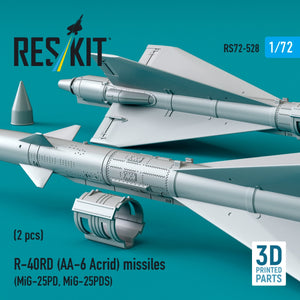 RESKIT RS72-0528 R-40RD (AA-6 &amp;quot;Acrid&amp;quot;) missiles (2 pcs) (3D Printed) 1/72 – image 3
