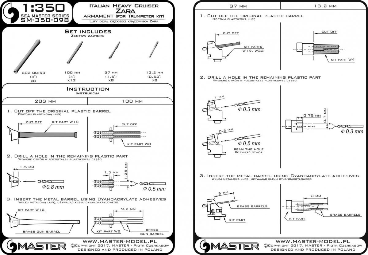 Master SM-350-098 Italian Heavy Cruiser Zara Armament 1/350 – image 6