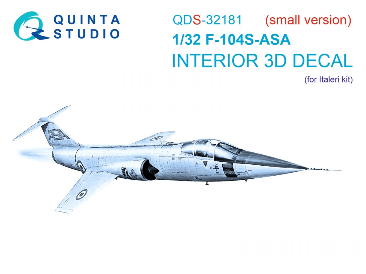 Quinta Studio QDS-32181 F-104S-ASA 3D-Printed colored Interior on decal paper (Italeri) (small version) 1/32