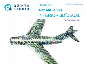 Quinta Studio QD32057 MiG-15bis 3D-Printed &amp;amp; colored Interior on decal paper (for Trumpeter kit) 1/32