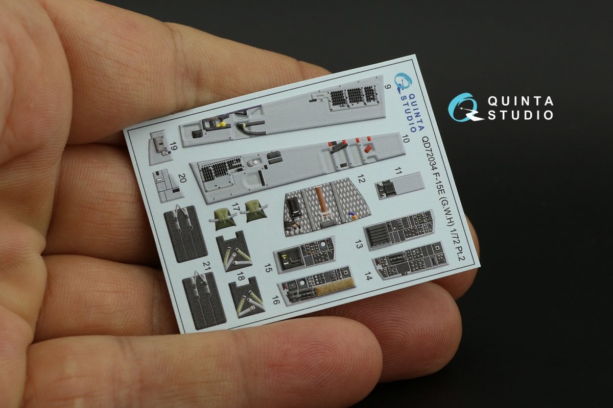 Quinta Studio QD72034 F-15E 3D-Printed &amp;amp; colored Interior on decal paper (GWH) 1/72 – image 11