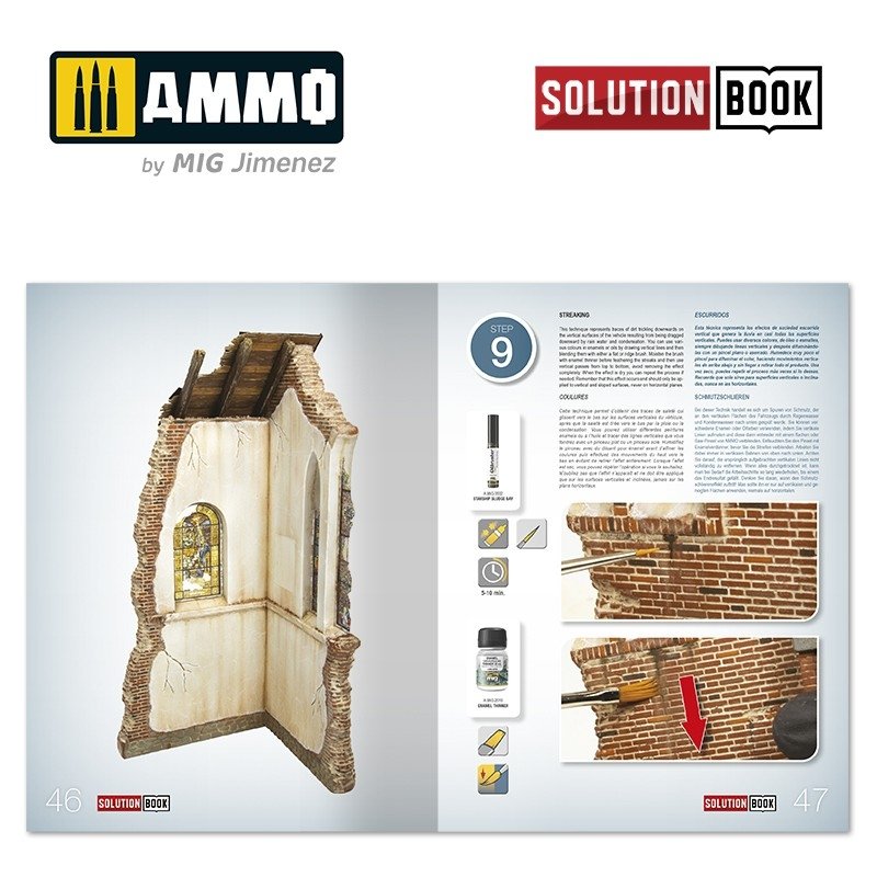 AMMO of Mig Jimenez 6510 How to Paint Brick Buildings. Colors &amp;amp; Weathering System Solution Book (Multilingual) – Bild 5