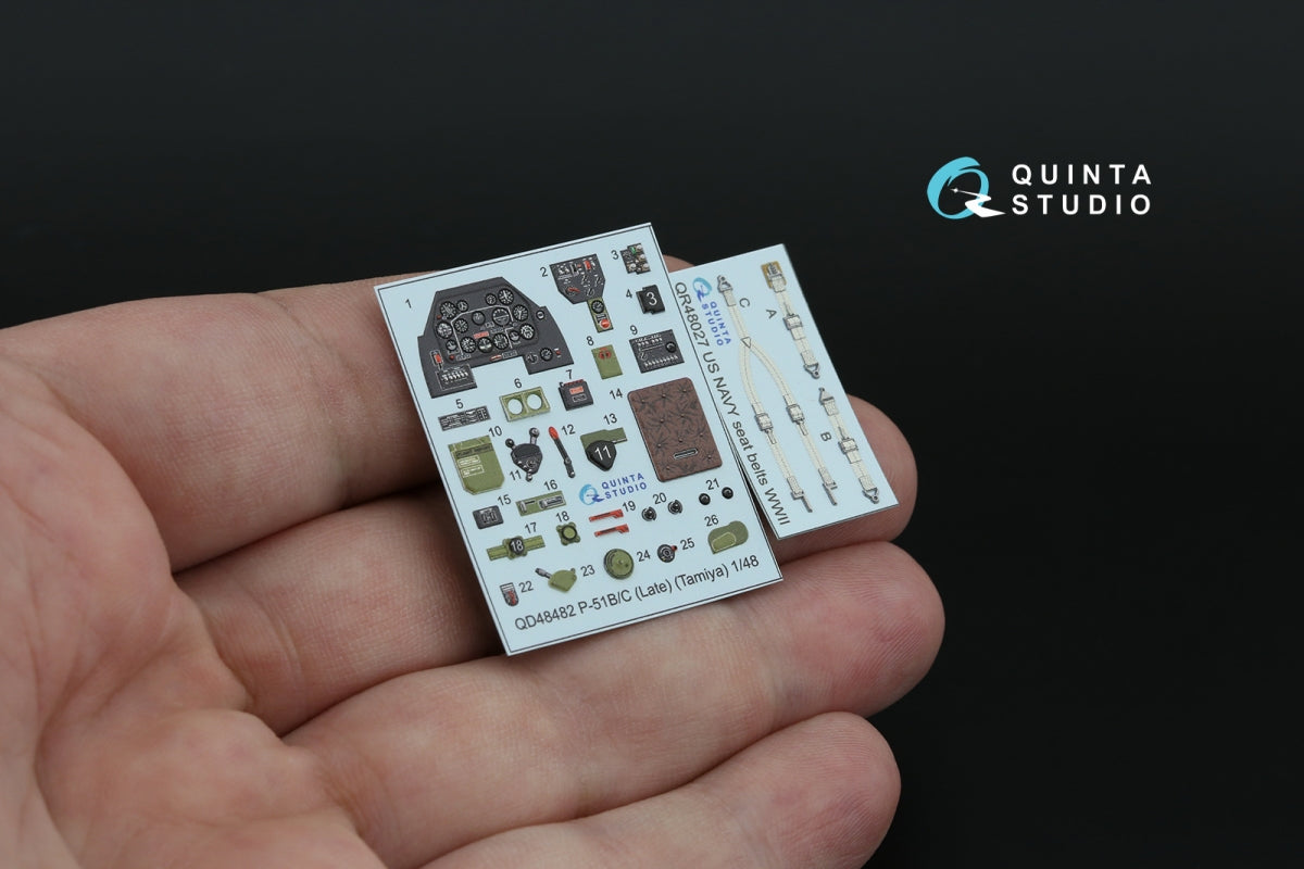 Quinta Studio QD48482 P-51B/C (Late) 3D-Printed colored Interior on decal paper (Tamiya) 1/48 – obrázek 3
