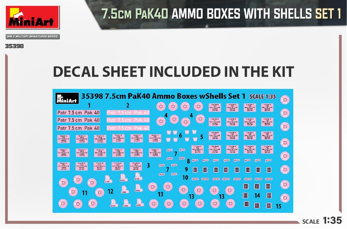 MiniArt 35398 7.5cm PaK40 AMMO BOXES WITH SHELLS SET 1 1/35 – Bild 2
