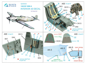 Quinta Studio QD48420 Bf 109K-4 3D-Printed &amp;amp; colored Interior on decal paper (Eduard) 1/48 – immagine 2