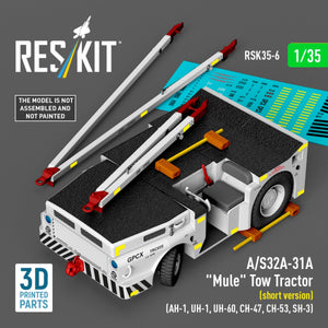 RESKIT RSK35-0006 A/S32A-31A "Mule" Tow Tractor (short version) (AH-1, UH-1, UH-60, CH-47, CH-53, SH-3) (3D Printed model kit) 1/35