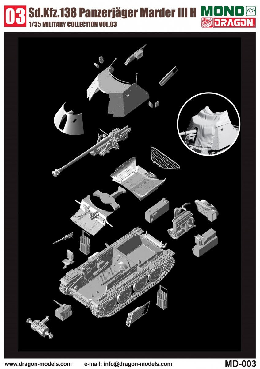 Dragon MD003 Sd.Kfz.138 Panzerjager MARDER III H w/Interior 1/35 – Bild 4