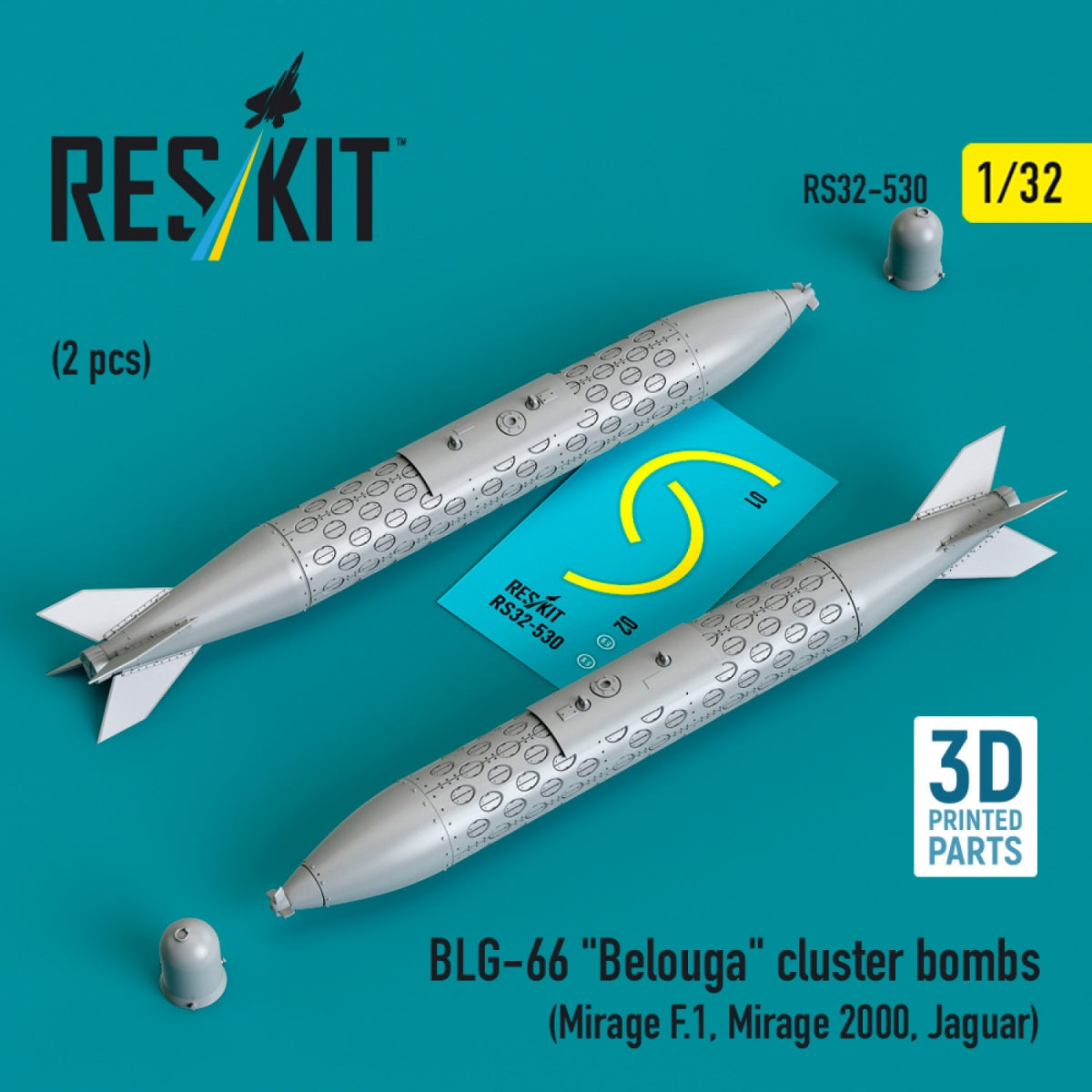 RESKIT RS32-0530 BLG-66 &amp;quot;Belouga&amp;quot; cluster bombs (2 pcs) (3D Printed) 1/32