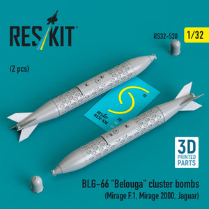 RESKIT RS32-0530 BLG-66 &amp;quot;Belouga&amp;quot; cluster bombs (2 pcs) (3D Printed) 1/32