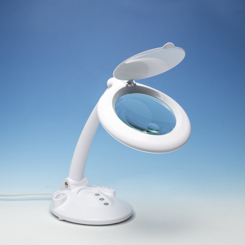 Lightcraft LC8098LED-EU LED Magnifier Table Lamp with Organizer Base