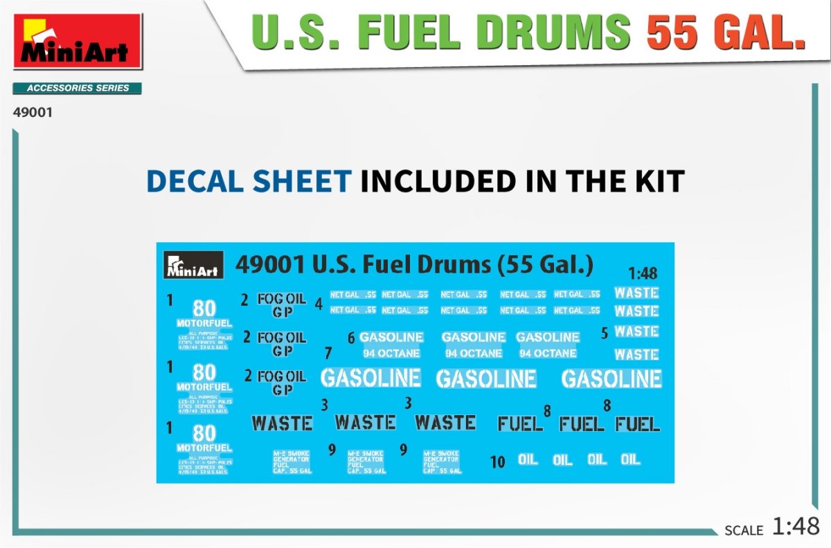 MiniArt 49001 US FUEL DRUMS 55 GAL. 1/48 – immagine 2