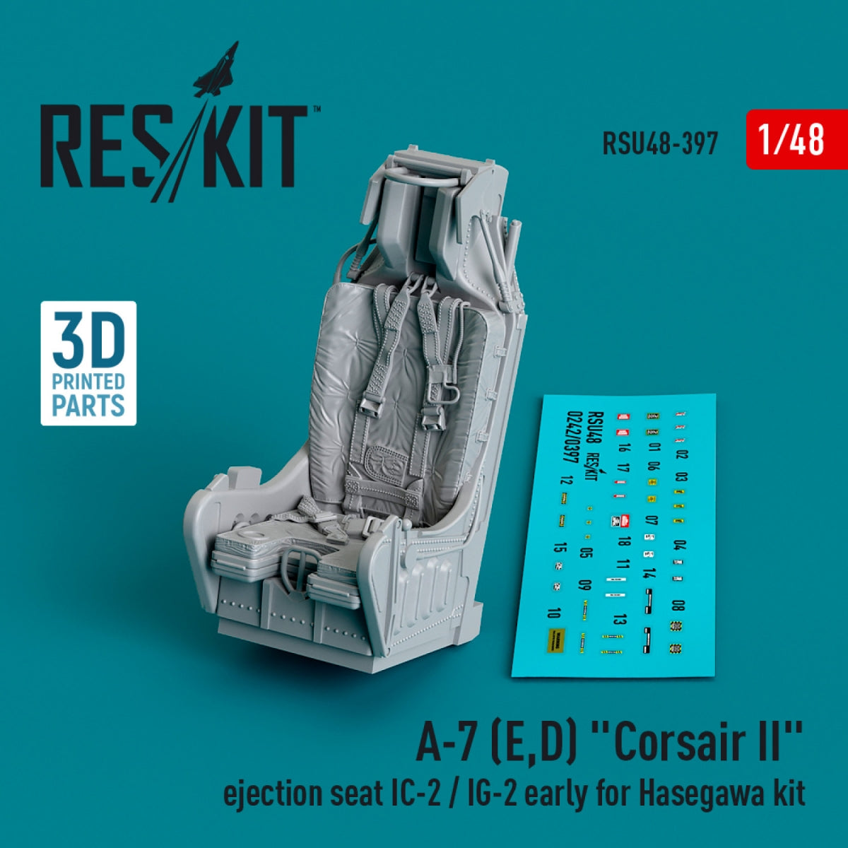 RESKIT RSU48-0397 A-7 (E,D) "Corsair II" ejection seat IC-2 / IG-2 early for Hasegawa kit (3D Printed) 1/48