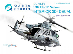 Quinta Studio QD48091 UH-1Y Venom 3D-Printed &amp;amp; colored Interior on decal paper (for Kitty Hawk kit) 1/48