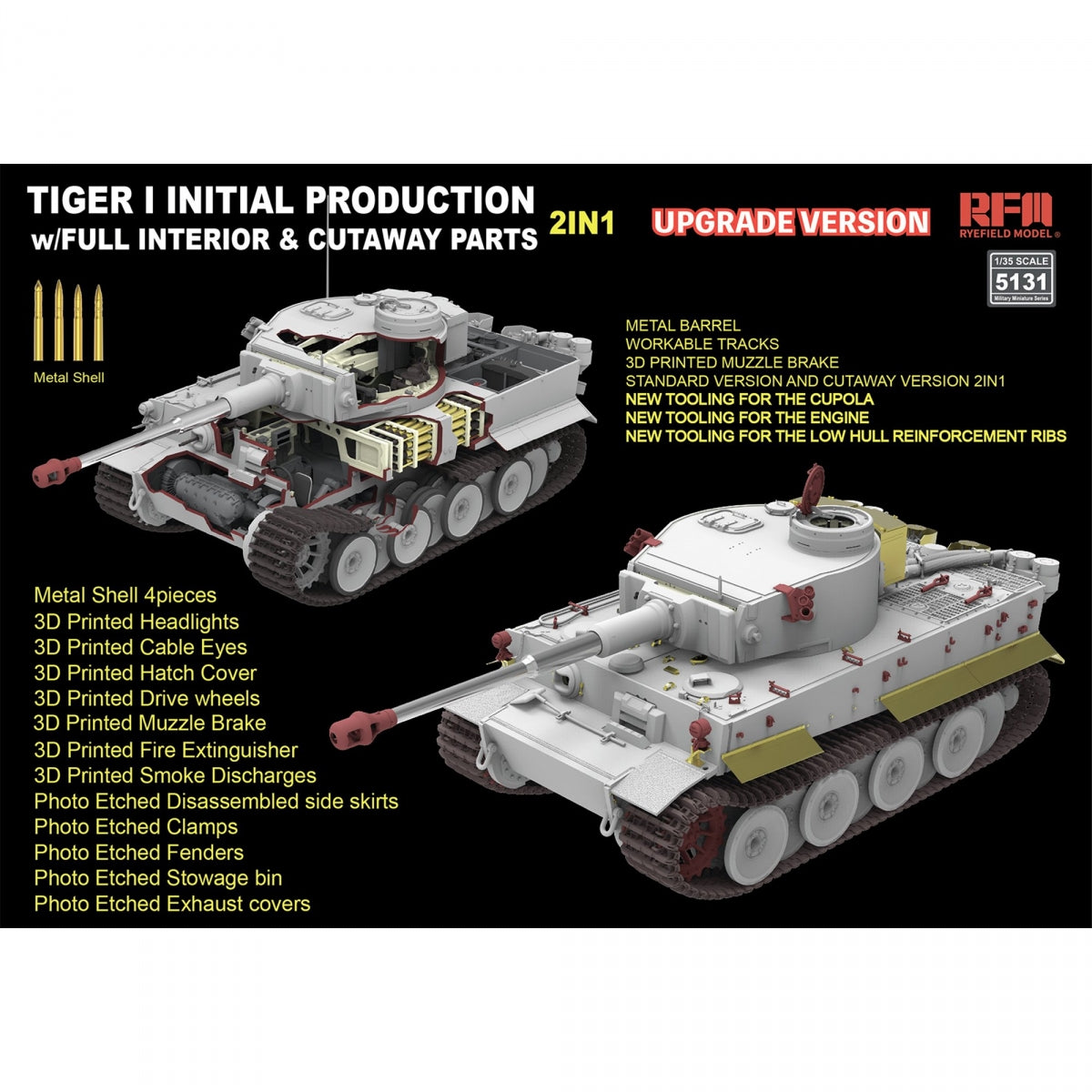 Rye Field Model 5131 Tiger I Initial Production Early 1943 w/ Full Interior Updated Version 1/35 – image 2
