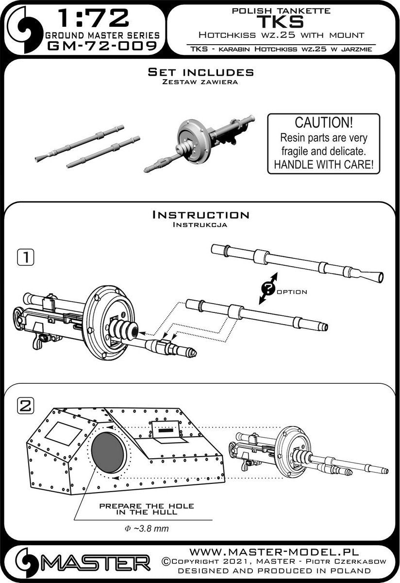 Master GM-72-009 Polish tankette TKS - Hotchkiss wz.25 in mantlet (resin and turned parts) 1/72 – image 12