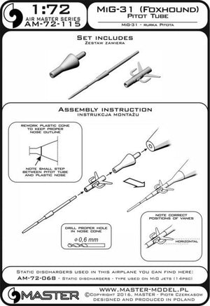 Master AM-72-115 MiG-31 (Foxhound) - Pitot Tube 1/72 – immagine 4