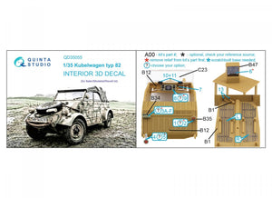 Quinta Studio QD35055 Kubelwagen typ 82 3D-Printed &amp;amp; coloured Interior on decal paper ( Italeri ) 1/35 – zdjęcie 2