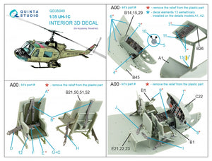 Quinta Studio QD35049 UH-1C 3D-Printed &amp;amp; colored Interior on decal paper (Academy) 1/35 – image 2