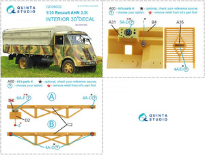 Quinta Studio QD35032 Renault AHN 3.5t 3D-Printed &amp;amp; coloured Interior on decal paper ( ICM ) 1/35 – zdjęcie 2