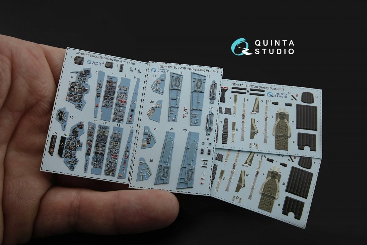 Quinta Studio QD48171 Su-27UB 3D-Printed &amp;amp; colored Interior on decal paper (for HobbyBoss kit) 1/48 – image 2