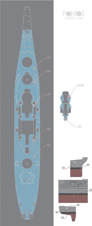 Pontos 35002WD1 USS BB-63 Missouri Wooden Deck set Blue Deck 1/350 – Bild 4