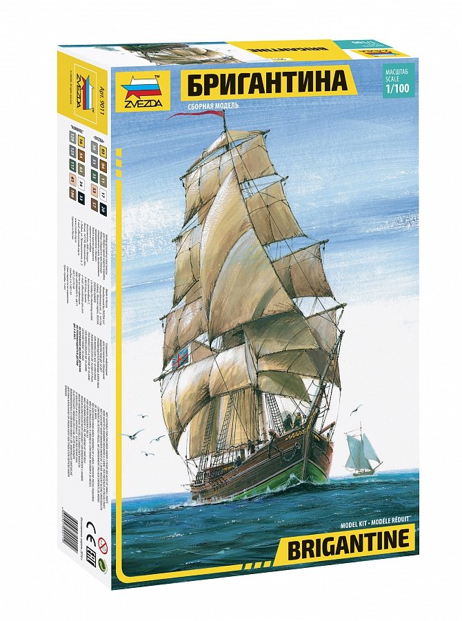 Zvezda 9011 Brigantine Two-mast sailing vessel 1/100