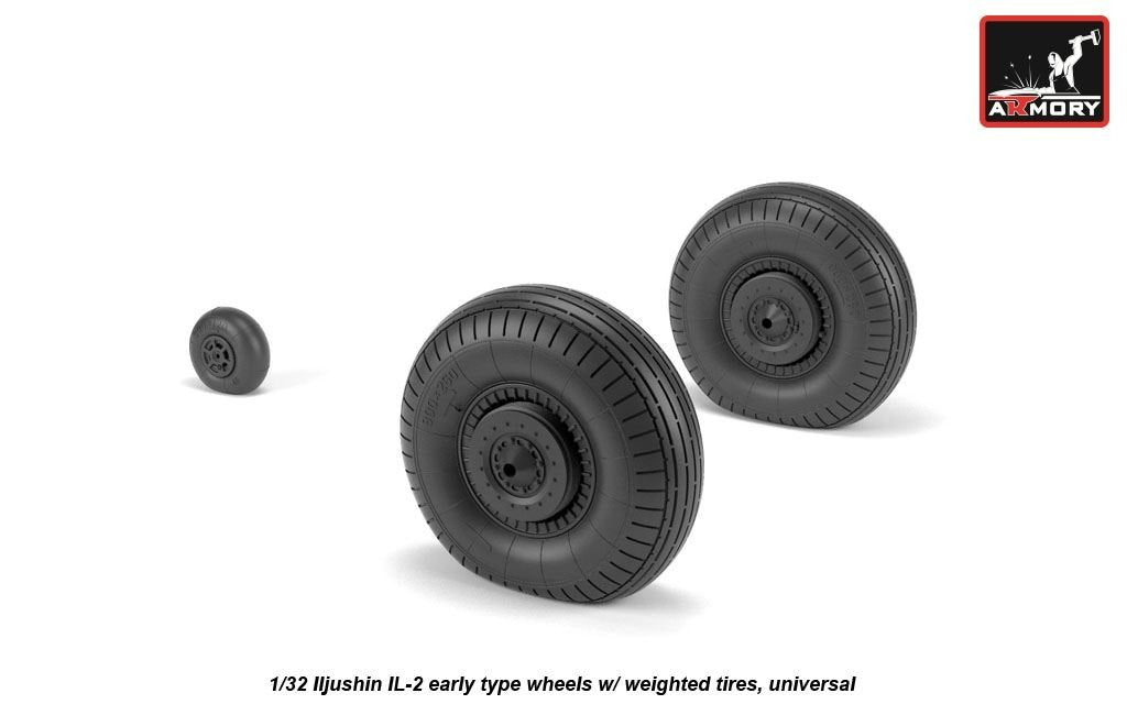 Armory Models AW32015 Iljushin IL-2 Bark early type wheels w/ weighted tires 1/32