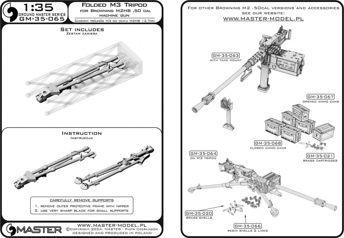 Master GM-35-064 Browning M2HB .50 cal (12.7mm) - M3 machine gun on tripod - WWII period (with M2 ammo box) 1/35 – image 12