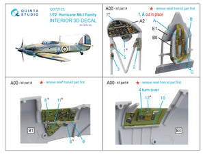 Quinta Studio QD72123 Hurricane Mk.I family 3D-Printed colored Interior on decal paper (Airfix) 1/72 – Bild 2