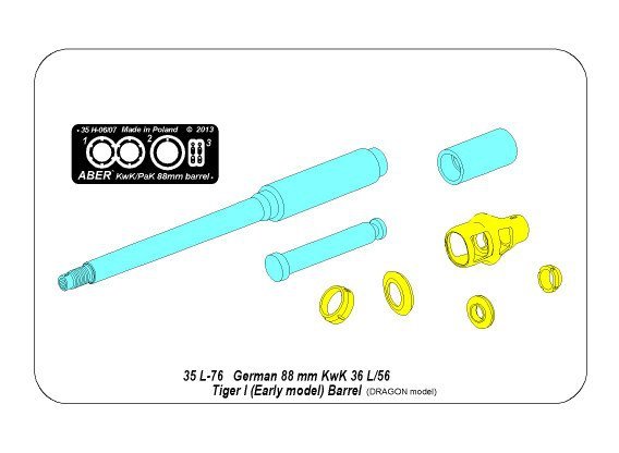 Aber 35L-076n 88mm KwK36/L56 barrel for German Tank Tiger I, Ausf. E - with early muzzle brake 1/35 – image 6