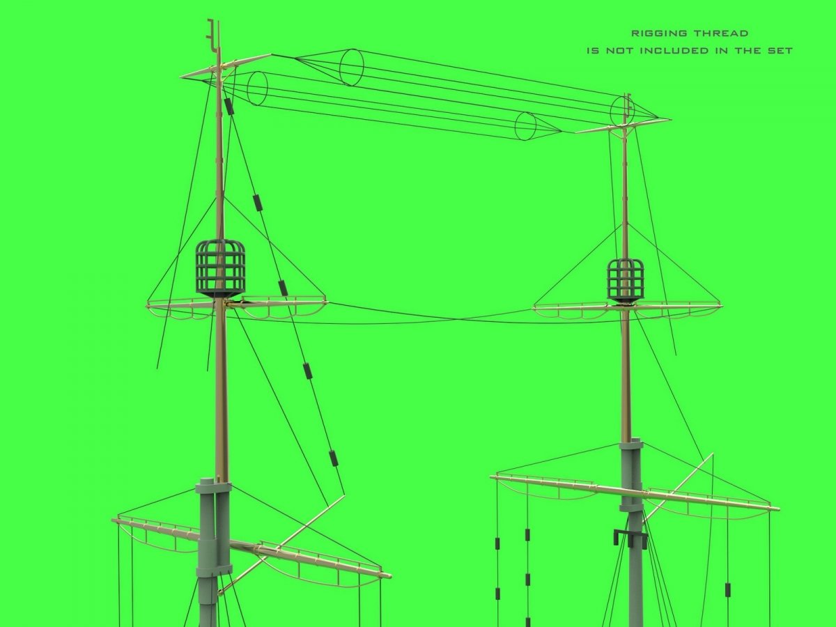 Master SM-350-117 SMS Viribus Unitis - masts, yards and other turned and resin parts set (for Trumpeter kit) 1/350 – image 2