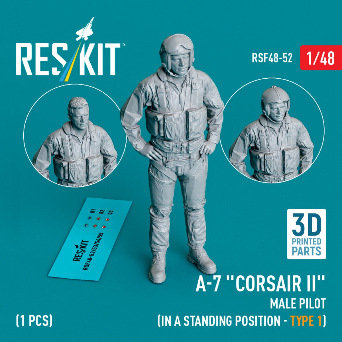 RESKIT RSF48-0052 A-7 "Corsair II" male pilot (in a standing position - type 1) (1 pcs) (3D Printed) 1/48