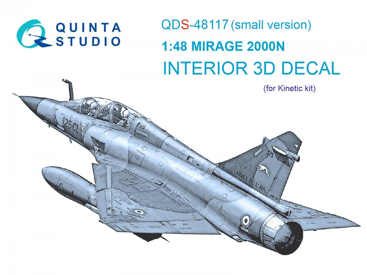 Quinta Studio QDS-48117 Mirage 2000N 3D-Printed &amp; colored Interior on decal paper (Kinetic) (Small version) 1/48