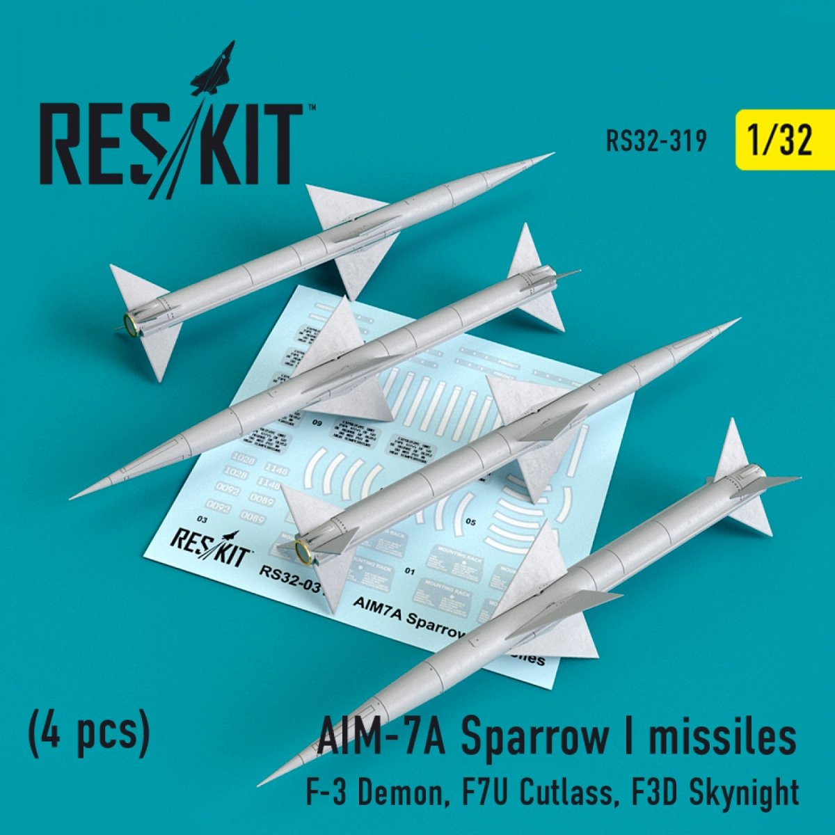 RESKIT RS32-0319 AIM-7A SPARROW AND MISSILES (4PCS) 1/32