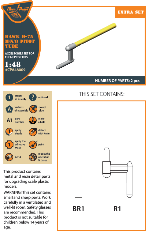 Clear Prop! CPA48009 Hawk H-75 M/N/O pitot tube for CP kit 1/48 – Bild 2