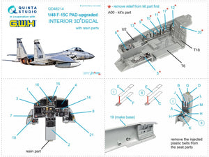Quinta Studio QD48214 F-15C PAD-upgraded 3D-Printed &amp;amp; colored Interior on decal paper with resin parts (GWH) 1/48 – image 8