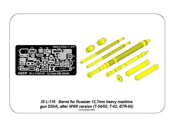 Aber 35L-118 Barrel for Russian 12.7mm heavy machine gun DShK, after WWII version (T-54/55; BTR-60APC) (1/35) – image 20