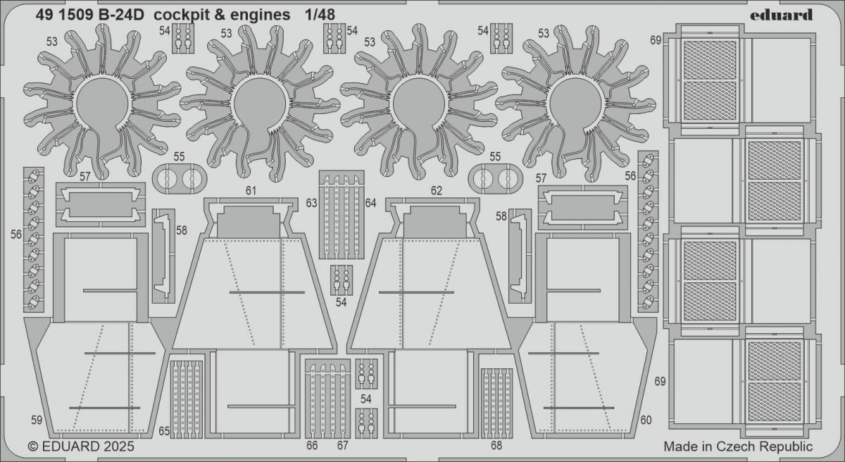 Eduard 491509 B-24D cockpit et moteurs HOBBY BOSS 1/48