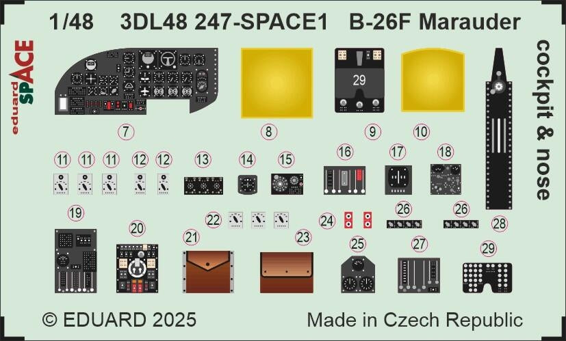 Eduard 3DL48247 B-26F Marauder cockpit &amp; nose SPACE ICM 1/48