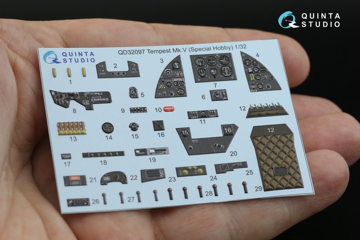 Quinta Studio QD32097 Tempest Mk.V 3D-Printed &amp;amp; colored Interior on decal paper (Special Hobby/Revell) 1/32 – obrázek 7