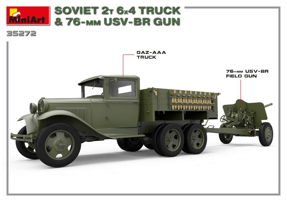 MiniArt 35272 SOVIET 2T 6X4 TRUCK &amp;amp; 76-mm USV-BR GUN 1/35 – image 3
