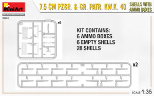 MiniArt 35381 7.5cm PzGr. &amp;amp; Gr. KwK 40 Shells w/ Ammo Boxes 1/35 – immagine 4