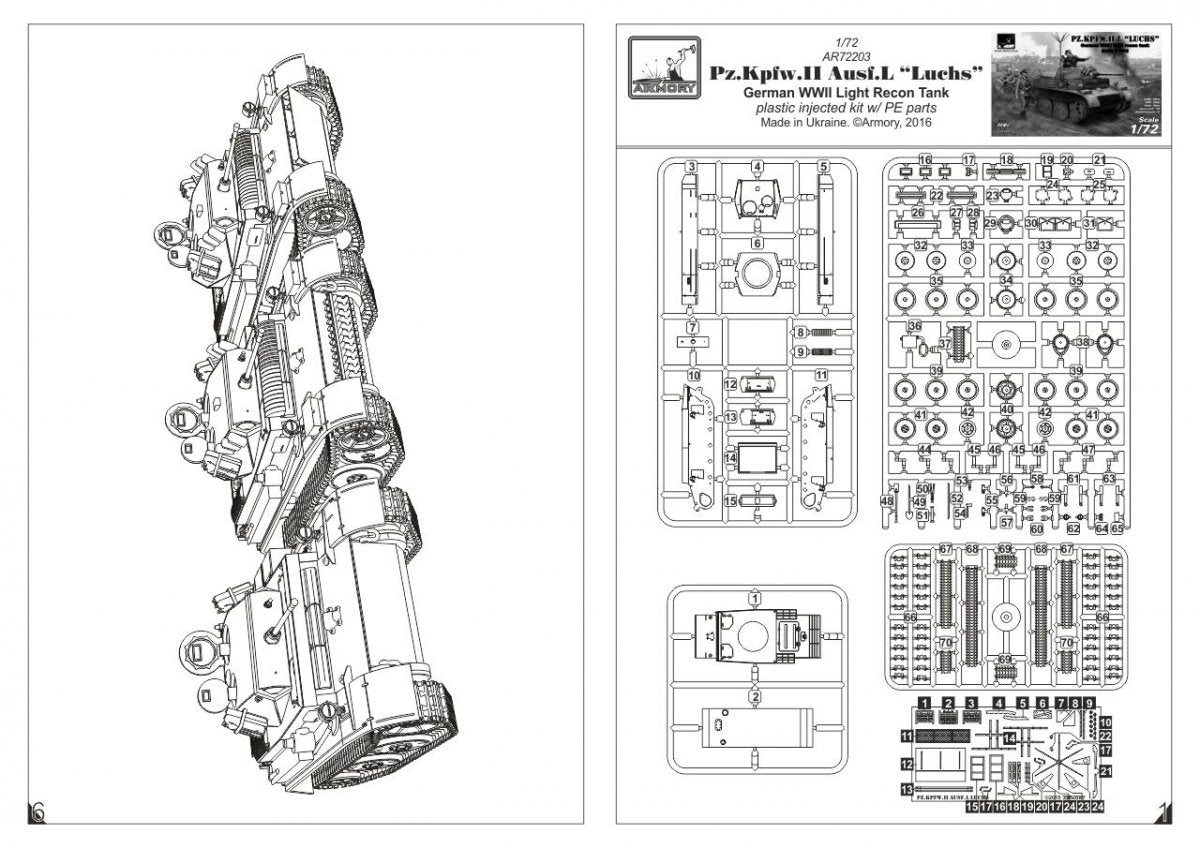 Armory Models 72203 Pz.Kpfw.II Ausf.L Luchs, German WWII Light Recon Tank 1/72 – obrázek 5