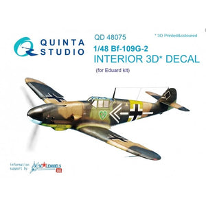 Quinta Studio QD48075 Bf-109G-2 3D-Printed &amp;amp; colored Interior on decal paper (for Eduard kit) 1/48